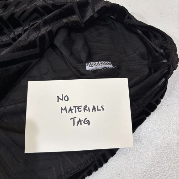 Semi Sheer Black Velvet Burnout Striped Top Longsleeves M Retro 70s Rave Goth - Picture 8 of 9